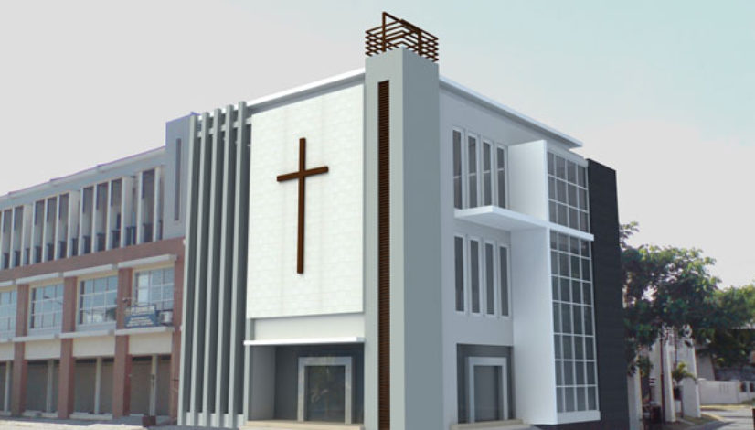 fasad gereja  modern a design arsitek surabaya